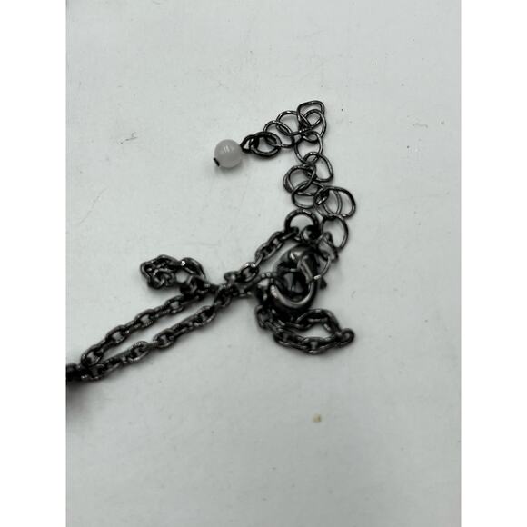 Betsey Johnson Gray Pearl Black AB Rhinestones Gothic Bat Bib Statement Necklace - Picture 9 of 11